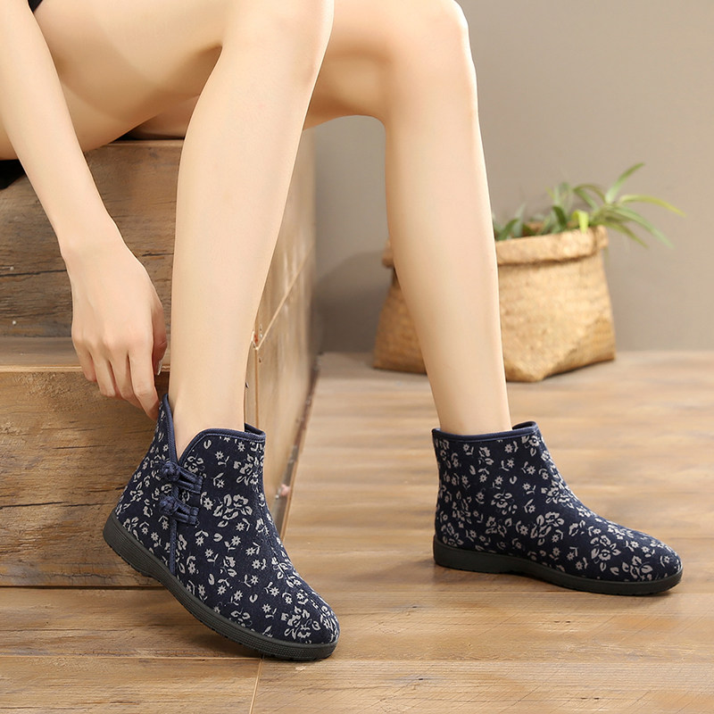 老北京棉鞋女冬季奶奶加绒防滑保暖短靴小碎花妈妈软底布鞋中国风,女鞋,时装靴,淘宝优惠券,粉丝福利购,淘宝优惠卷