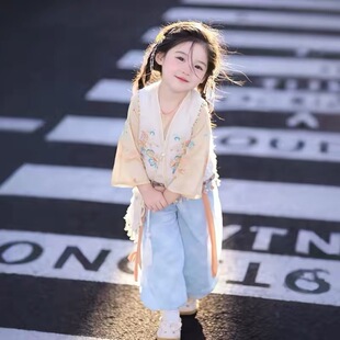 萌宝家汉服女童春秋新款国风新中式裤子套装少数民族服饰唐装雾漓