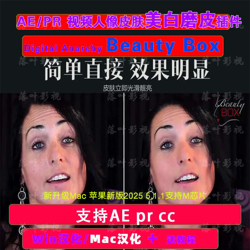 AE PR视频人像皮肤美白磨皮插件 Digital Anarchy Beauty Box