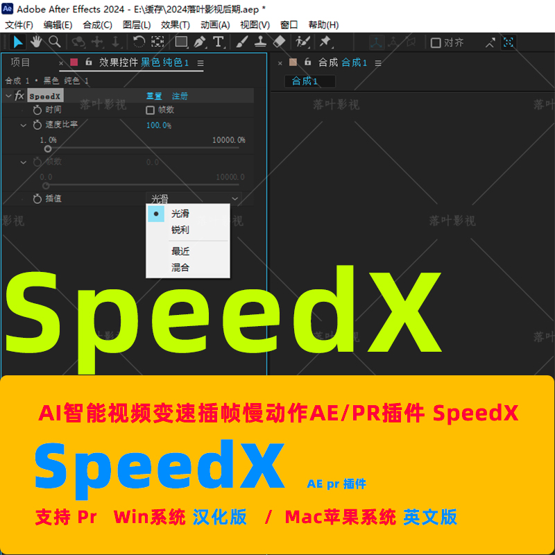 d18-AI智能视频变速插帧慢动作AE/PR  SpeedX 插件Win汉化Mac英文