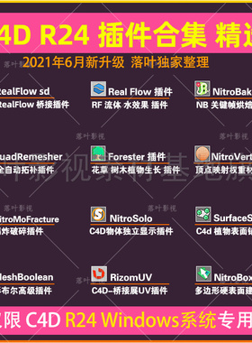 C4D R24插件合集Forester RealFlow QuadRemesher插件仅限win专用