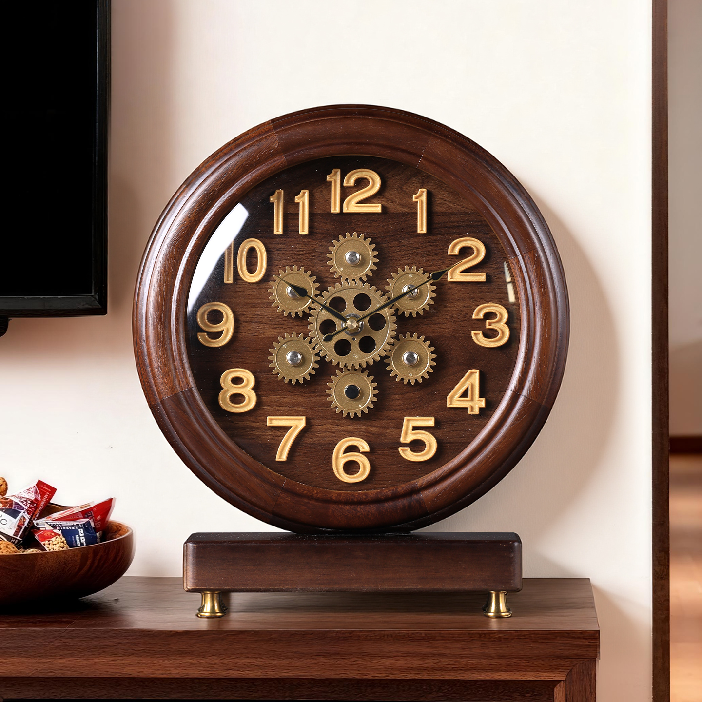 复古精美实木座钟客厅轻奢高级感