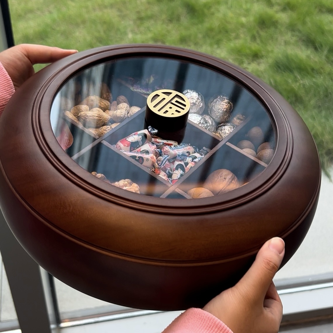 中式实木九宫格干果盘2025新款