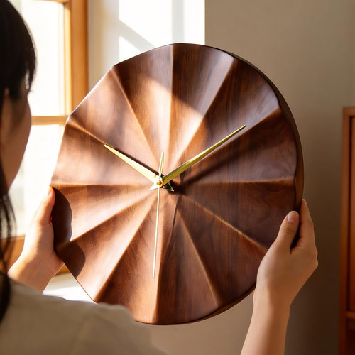 免打孔！中古轻奢静音挂钟高级感