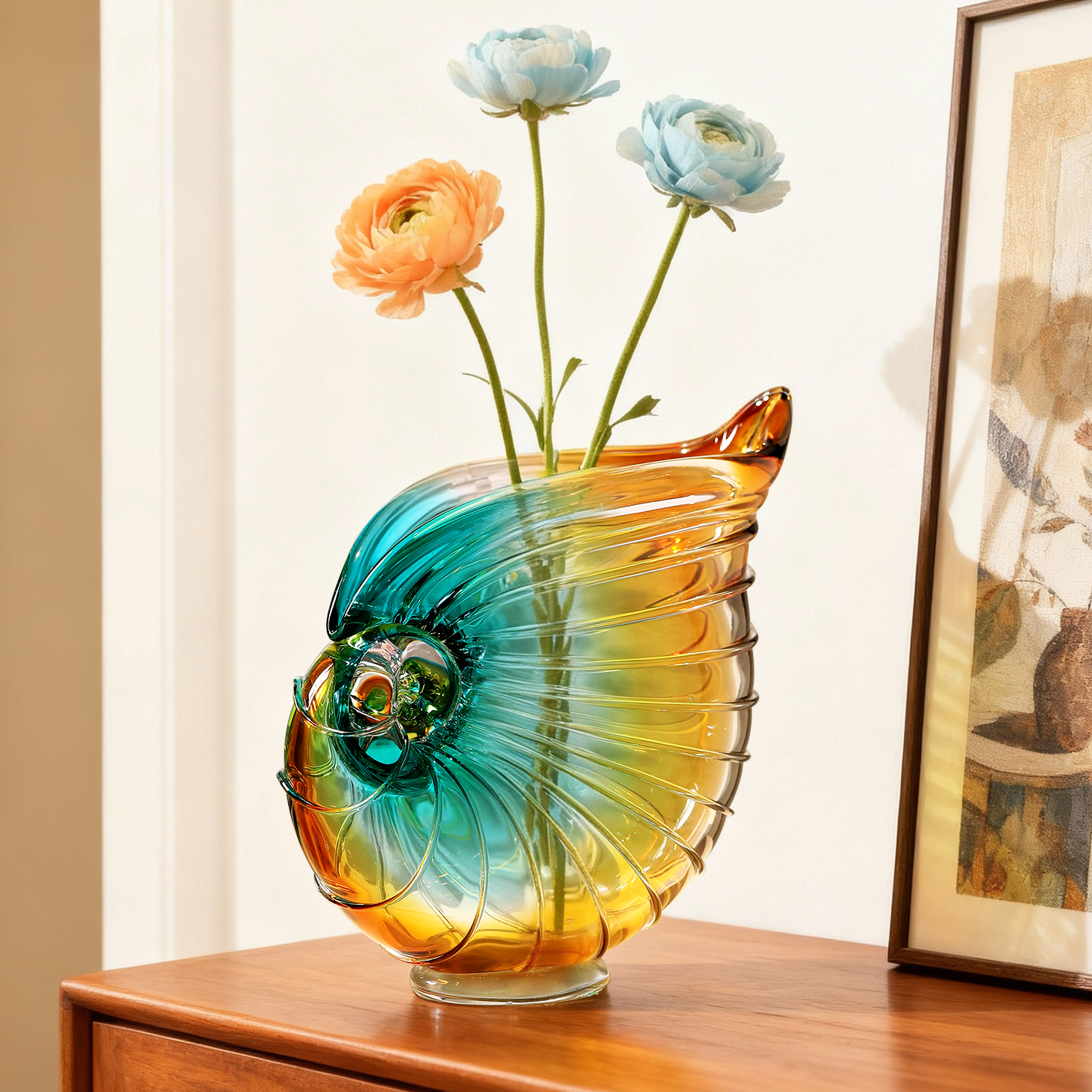 玻璃花瓶桌面渐变色摆件