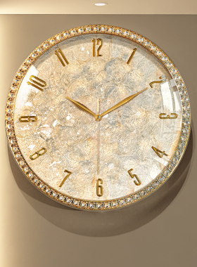 轻奢挂钟客厅2026新款现代简约大气高级感创意贝壳现代挂墙时钟表