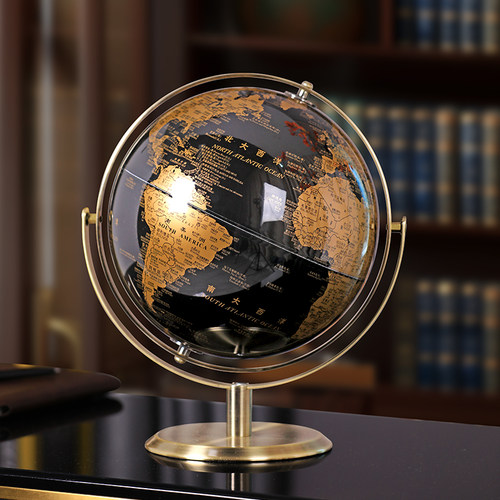 2025新款地球仪摆件轻奢高档办公室办公桌酒柜客厅桌面装饰工艺品