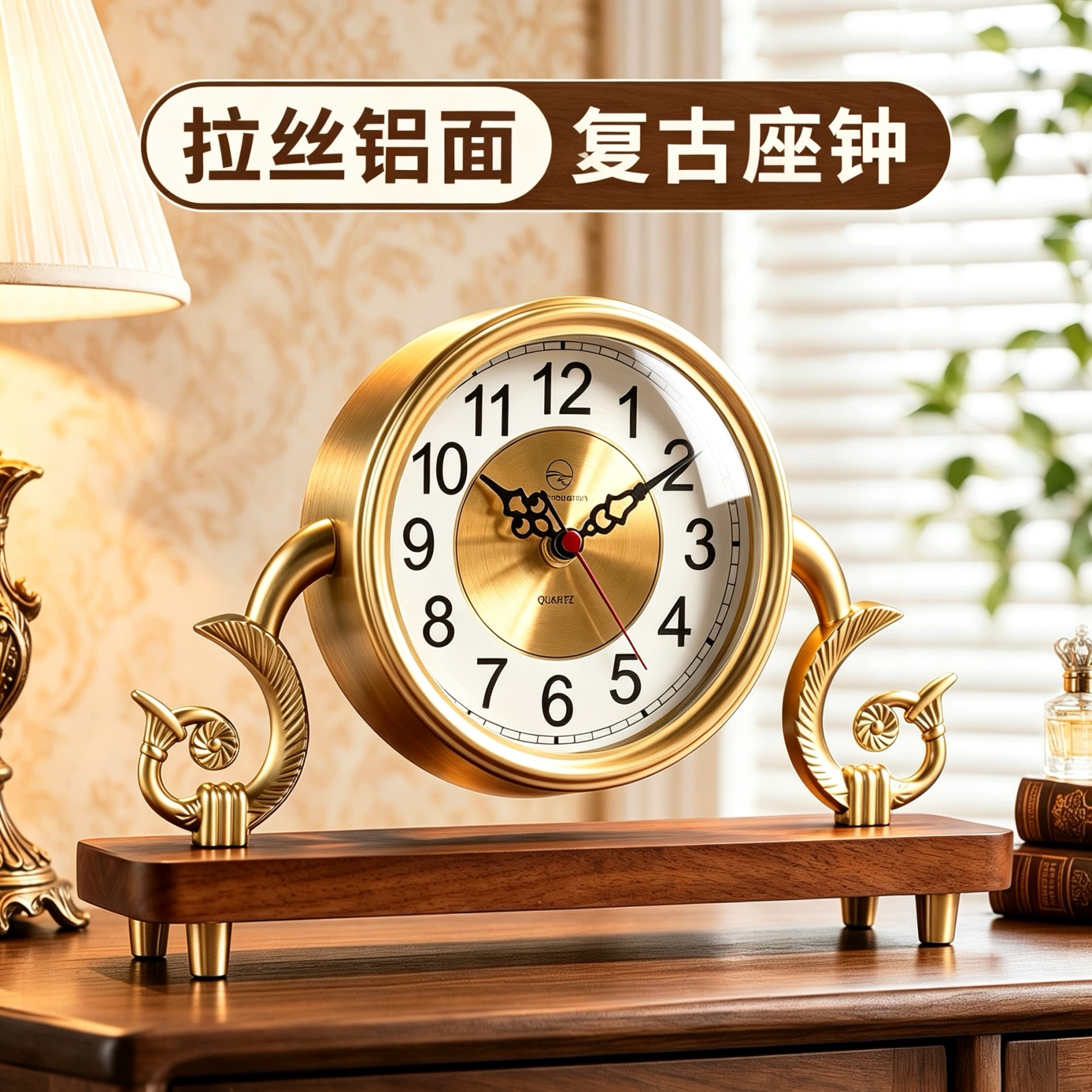 复古精致实木座钟摆台式客厅图片