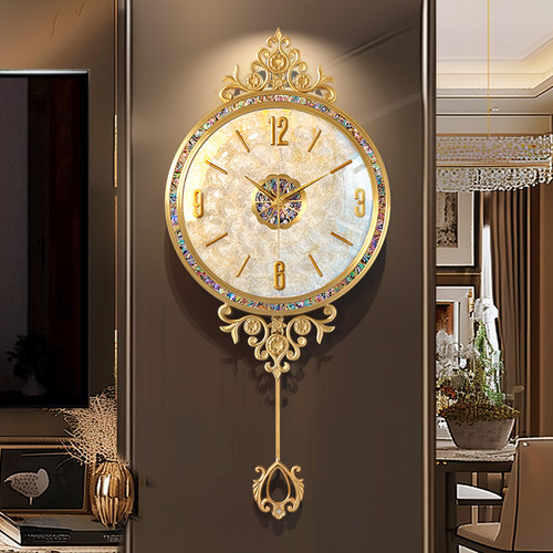 天然贝壳！轻奢欧式客厅黄铜挂钟