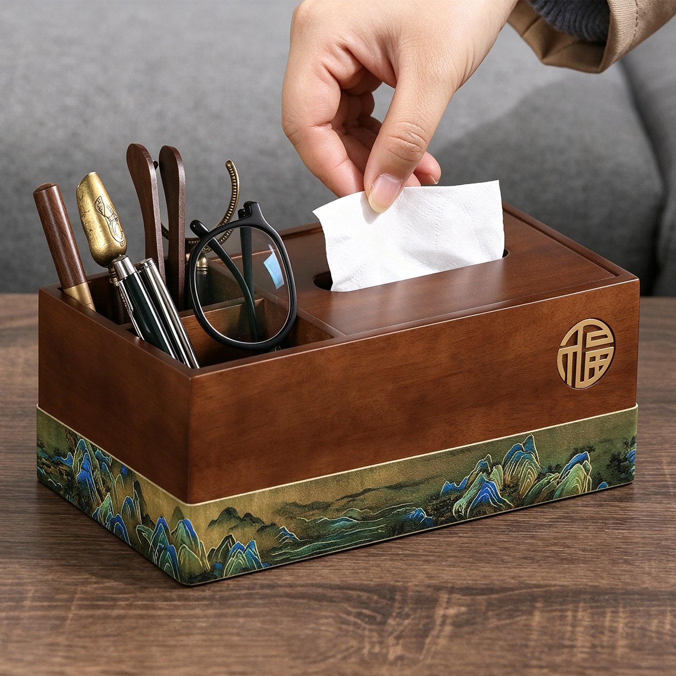 抽纸型号通用！高颜值实木纸巾盒