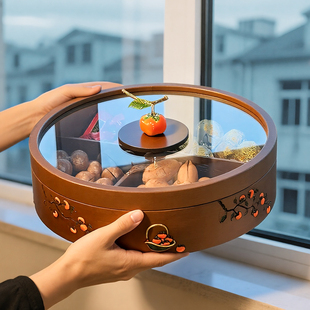 2026新款实木干果盘高端精致高颜值客厅茶几家用零食摆放盘干果盒