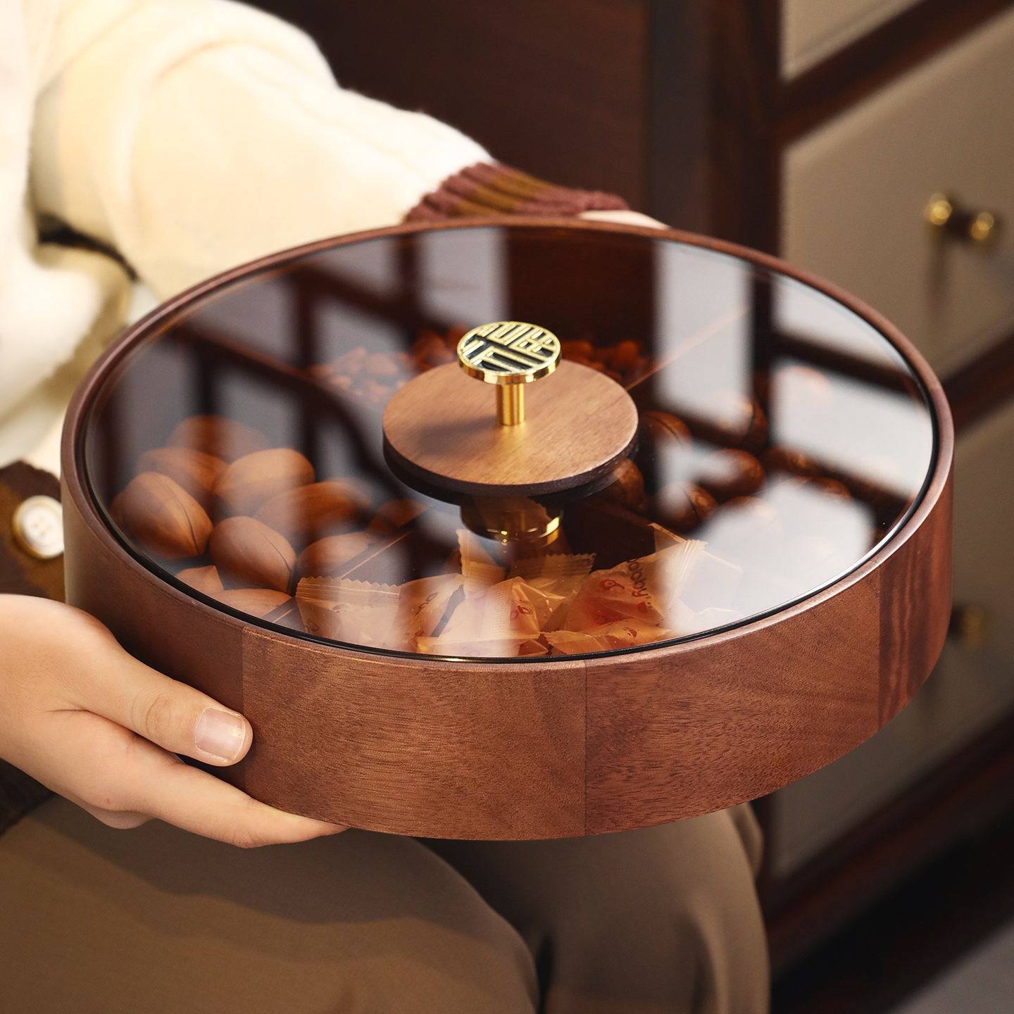 【高性价比】实木轻奢家用干果盒