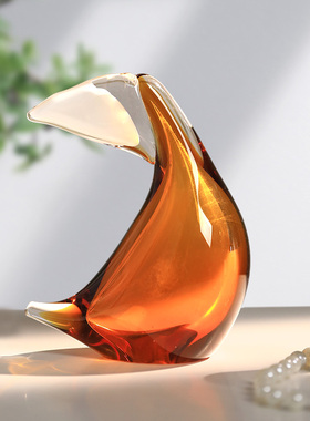 现代简约艺术玻璃鹈鹕摆件