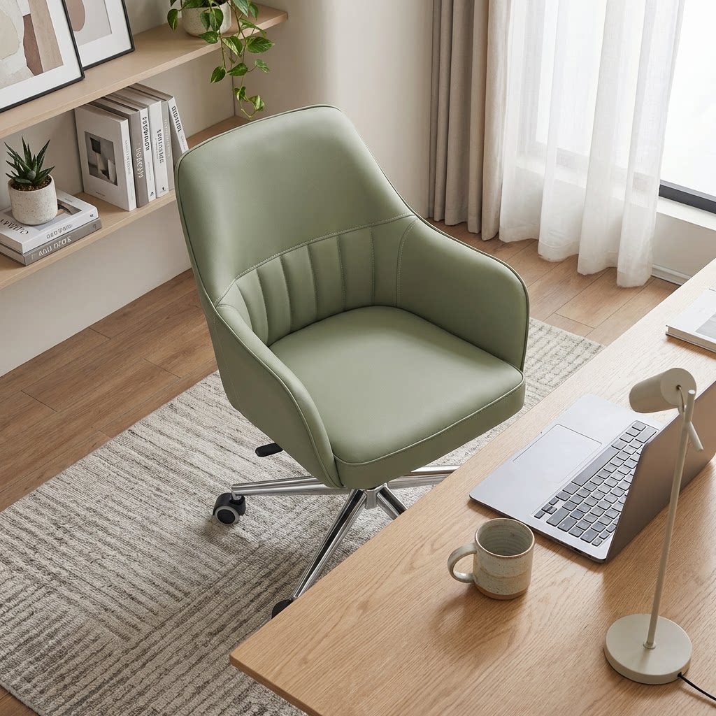 现代简约皮质办公椅可升降转椅久坐舒适旋转人体工学高背电脑椅