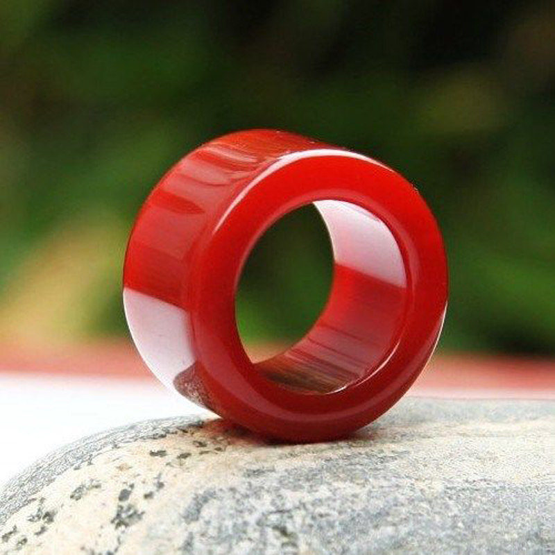 天然红玛瑙直通扳指玉石戒指 直通扳指 包邮