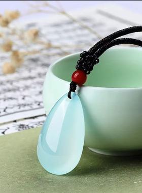 天然冰种玛瑙水滴吊坠冰透玉髓水滴吊坠玉石一滴水款式挂件