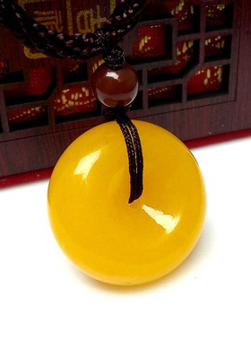 黄玉平安扣 米黄玉平安扣 玉平安扣吊坠 玉平安扣项链