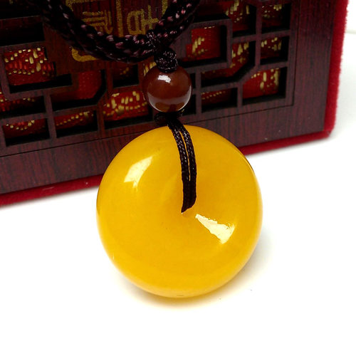 黄玉平安扣 米黄玉平安扣 玉平安扣吊坠 玉平安扣项链