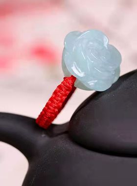 天然翡翠戒指 玫瑰花玉戒指 编织 祖母绿玉戒指 精美