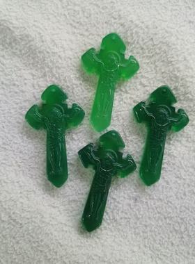 红色玛瑙十字架吊坠 绿色玉髓玛瑙十字架项坠挂件颈饰