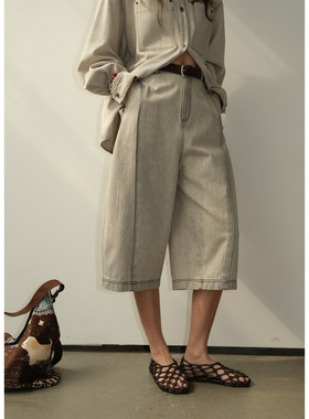 NEIHE内赫2026新款天丝棉韩版休闲洗水五分牛仔裤女春夏季中裤子