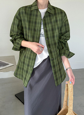 2026春夏新款韩防晒潮流ins透气格纹衬衣女宽松长袖外套格子衬衫