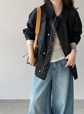2026复古蛋白皮设计感皮衣女早春新款时髦休闲短款夹克pu皮外套