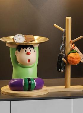 胖虎入户玄关放钥匙收纳摆件进门口客厅鞋柜轻奢高档家居装饰品