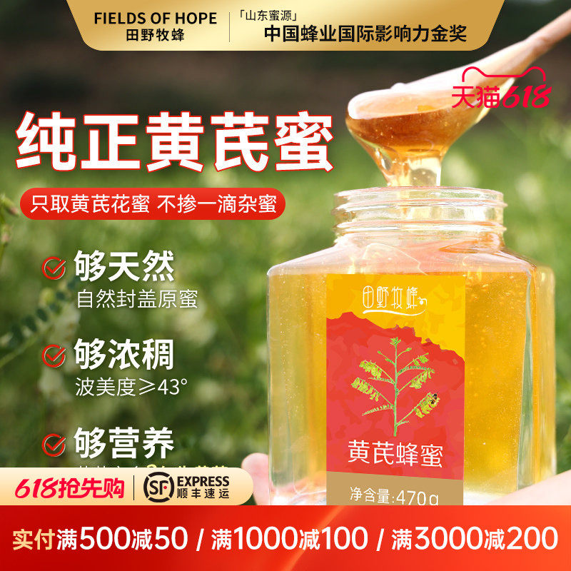 田野牧蜂黄芪蜂蜜天然成熟蜜正宗甘肃黄芪花蜜珍稀本草蜜营养好蜜