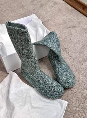 AW BV针织弹力靴女瘦瘦靴袜子靴女2025新款百搭显瘦中筒平底靴子