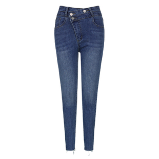 还在等什么等断货吗腰部做小设计斜边拉链双扣定位紧身弹力牛仔裤