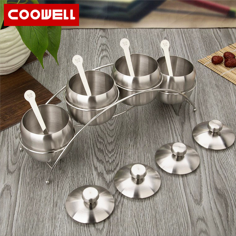 coowell厨房用品盐罐佐料组合