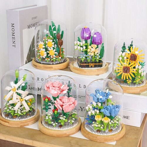 智鹰2775-2820小颗粒母亲节手工礼物拼装积木花带展示盒ins跨境