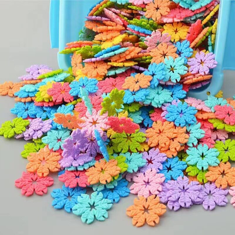 儿童树叶雪花片积木玩具加厚大号拼装益智盒装3-6岁幼儿园男女孩