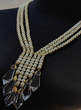 珍珠琉璃夸张个性中古首饰复古流行青岛饰品耳钉水晶项链手工琉璃