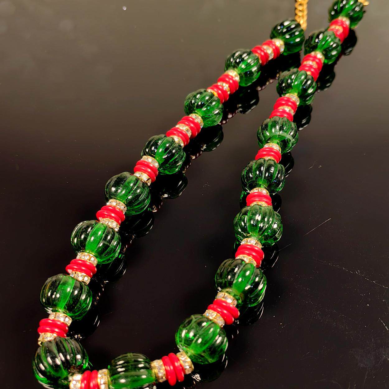 南瓜手工琉璃叶子套装新款中古青岛毛衣链项链耳饰银针热销流行