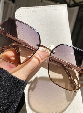 2025新款大框切边太阳镜女明星同款韩版百搭墨镜显瘦防紫外线眼镜