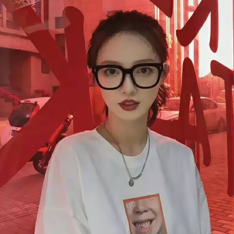 黑框眼镜女近视防蓝光网红大框平光复古大脸眼镜框gm可配镜片近视