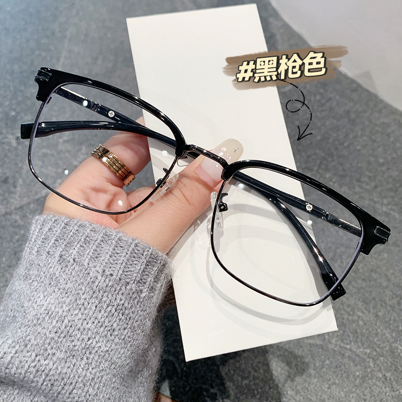 韩版大脸近视眼镜半框大框显脸小