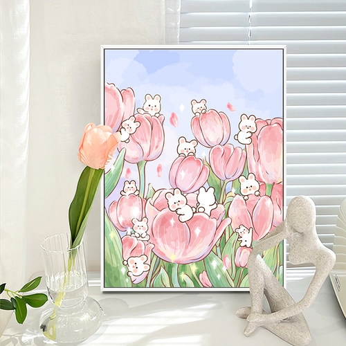 治愈郁金香diy植物花卉数字油画