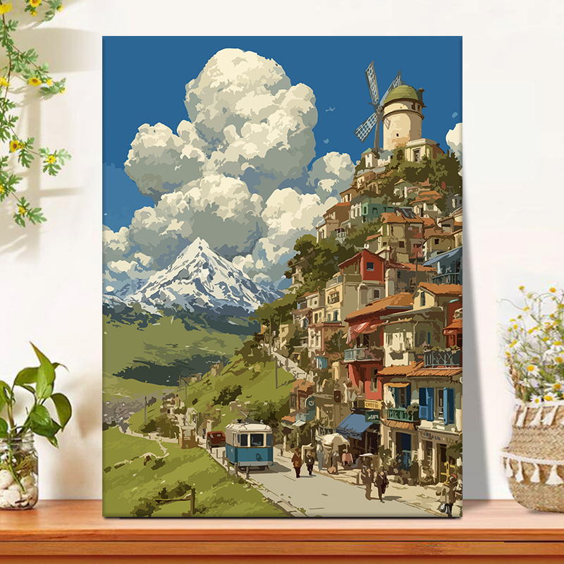 【宫崎骏小镇】diy数字油画填色