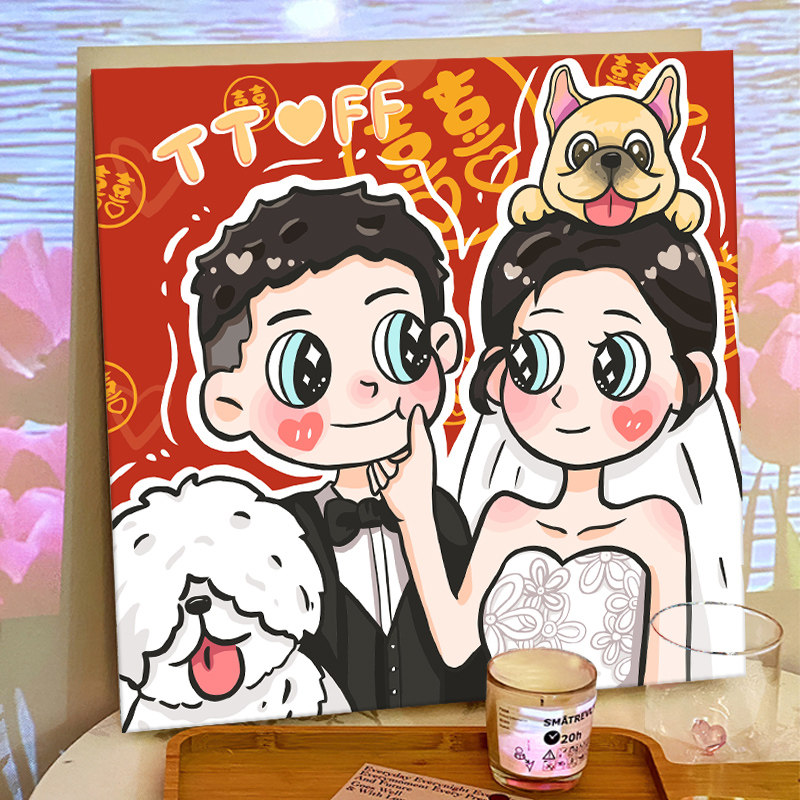 星蝶公主风卡通结婚diy数字油画真人物定制照片填色填充手工手绘,家居饰品,DIY/数字油画,淘宝优惠券,粉丝福利购,淘宝优惠卷