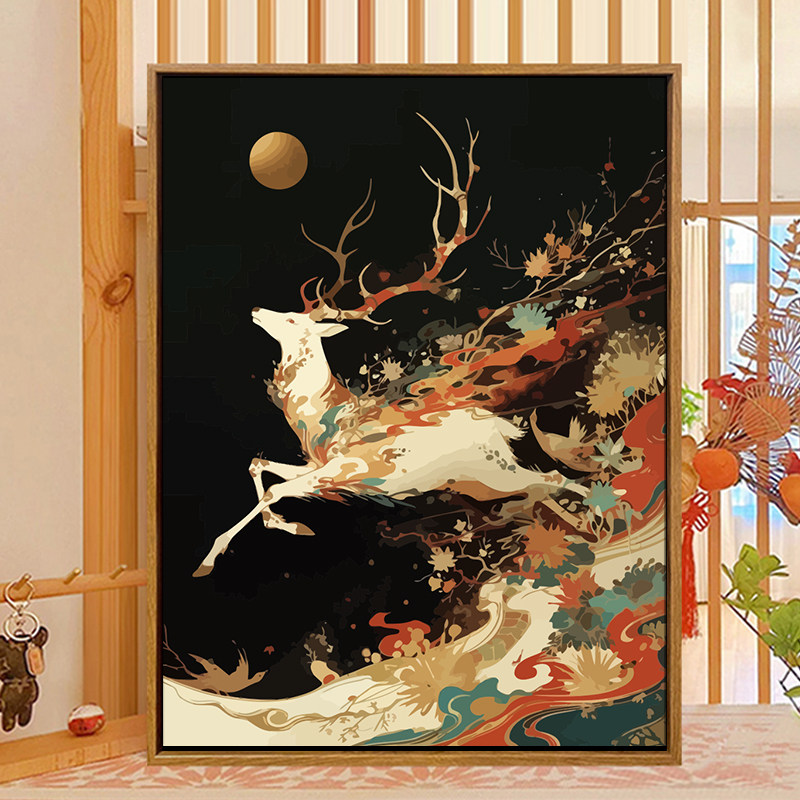 敦煌九色鹿填色数字油画diy 客厅餐厅高级感装饰画打发时间的手工,家居饰品,DIY/数字油画,淘宝优惠券,粉丝福利购,淘宝优惠卷