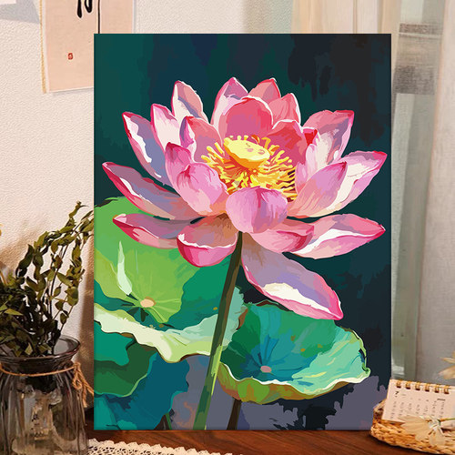 【好运莲莲】手工填色数字油画
