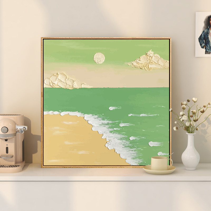 清新治愈海滩风景diy数字油画手绘油画丙烯填色装饰画手工油彩画,家居饰品,DIY/数字油画,淘宝优惠券,粉丝福利购,淘宝优惠卷