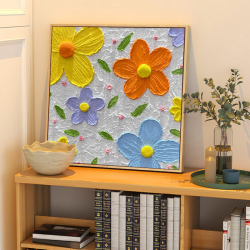 清新花卉石英砂肌理diy数字油画