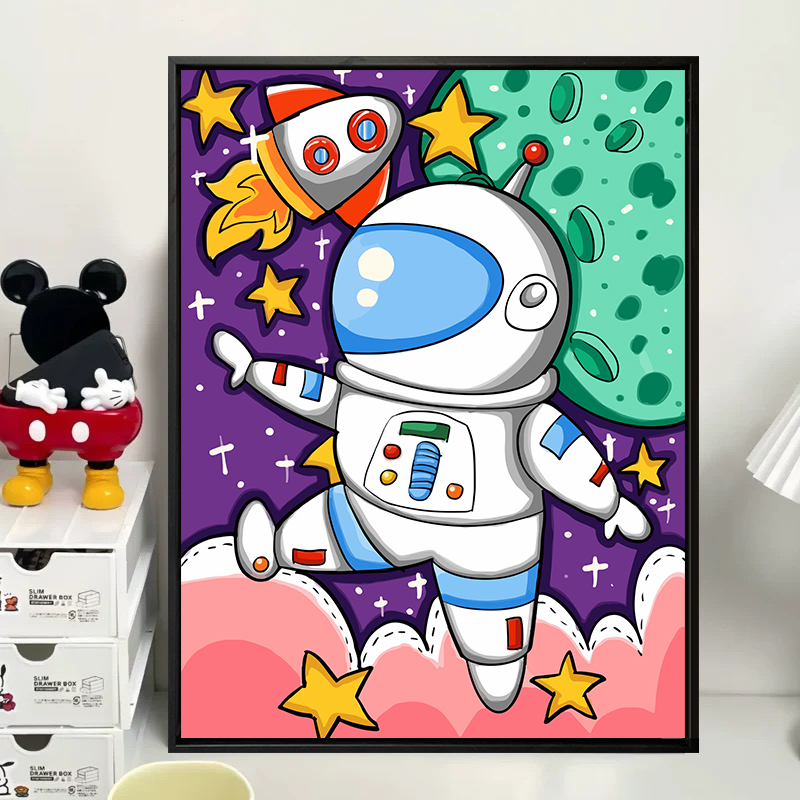 宇航员数字油画diy儿童填色画