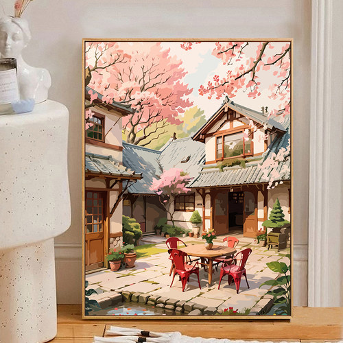 江南庭院风景diy数字油画