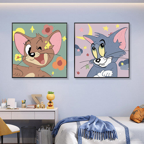 猫和老鼠数字油画diy卡通手工画