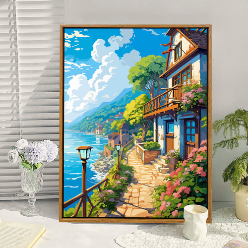 治愈宫崎骏风景diy数字油画